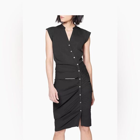 Veronica Beard Bell Button-Front Ruched Shirtdress NWT $450 - Picture 5 of 8